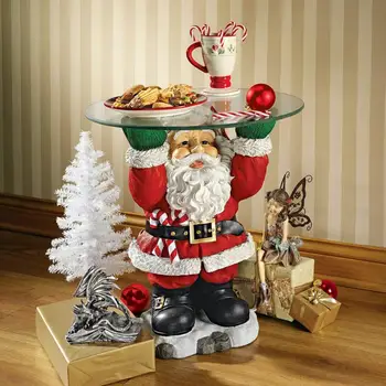 2023 Santa Claus Drží Denný Zásobník Vianočné Figúrka S Zaobchádza Držiteľ Koláč, Dezert, Stojan, Tanier Ovocia Na Spoločenské Domov Sochy