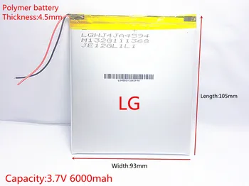 3.7 V,6000mAH (polymér lítium-iónové batérie), Li-ion batéria pre 7 palcový tablet pc 8 palcový 9 4593105 Doprava Zadarmo