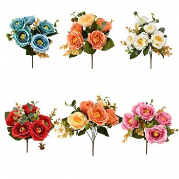 5 Európskej Ruže Simulácia Kvet Obývacia Izba Domáce Dekorácie Hodváb Kvetinový Ornament Svadobné Party Dekorácie Domova