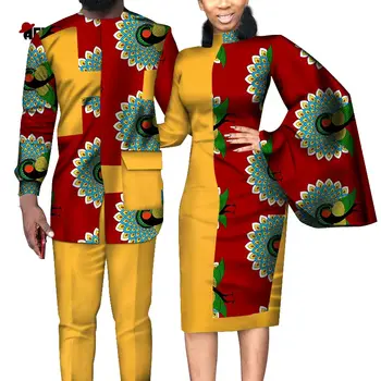 Africké Šaty pre Ženy afriky šaty pre páry, Tričko a Nohavice, Súpravy Milenca Páry Oblečenie Tlač Dlhé Šaty wyq312