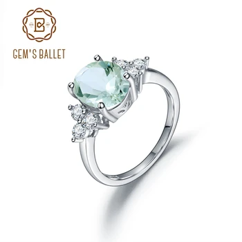 GEM JE Klasický BALET 100% 925 Sterling Silver Vytvorili Zelený Ametyst Drahokam Svadobné Zásnubný Prsteň Pre Ženy, Jemné Šperky