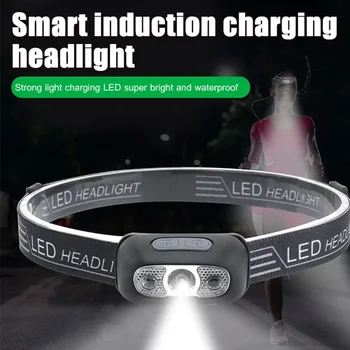 Indukčný Reflektor Mini LED Vodotesný Gestami Vedúci Svetlo Lampy USB Nabíjateľné Svetlé Hlava-montáž Baterka