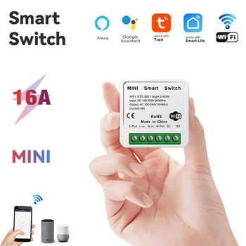 MINI Tuya Wifi Smart Switch 2-pásmový Ovládanie Časovač Pracovať S Alexa Domovská stránka Google Smart Home Gadgets 16A 100-240V Tuya Smart Home