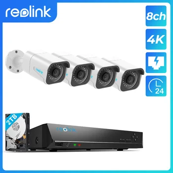 Reolink RLK8-800B4 4K kamerovým Systémom 8ch PoE videorekordér 4pcs 8MP PoE Kamery 24/7 Záznam pre Smart Home Security