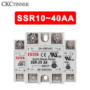 SSR -10AA 25AA 40AA AC Kontroly AC SSR Bieleho Plášťa jednofázové polovodičové Relé 24~380VAC 80~250VAC