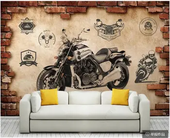 vlastné nástenné 3d foto tapety Trend Tehlovej Steny Motocykel, veľká obývacia izba domova panoramatické tapety na stenu